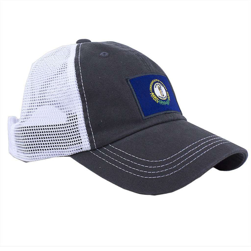 Kentucky Flag Trucker Hat in Charcoal by State Traditions - Country Club Prep
