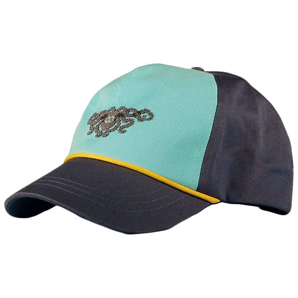 Kraken Needlepoint Hat in Glacier Blue and Cypress by Smathers & Branson - Country Club Prep