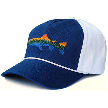 Lake Trout Needlepoint Rope Snapback Hat in Navy and White by Smathers & Branson - Country Club Prep