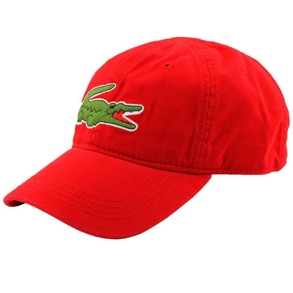 Large Croc Gabardine Cap in Red by Lacoste - Country Club Prep