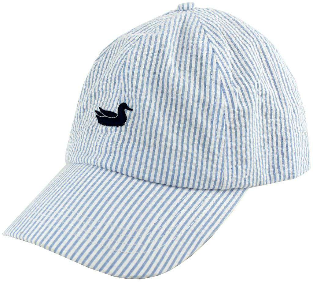 Limited Edition Blue Seersucker Hat with Navy Duck by Southern Marsh - Country Club Prep