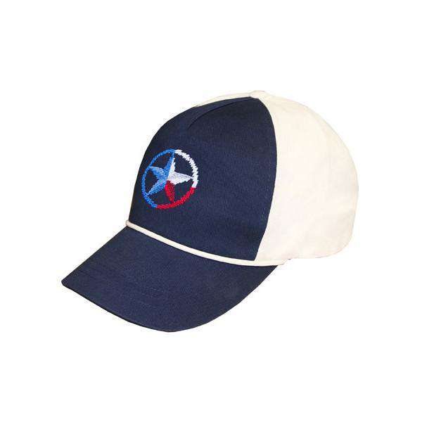 Lone Star Needlepoint Rope Snapback Hat in Navy and White by Smathers & Branson - Country Club Prep