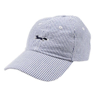 Longshanks Logo Hat in Blue Seersucker by Country Club Prep - Country Club Prep