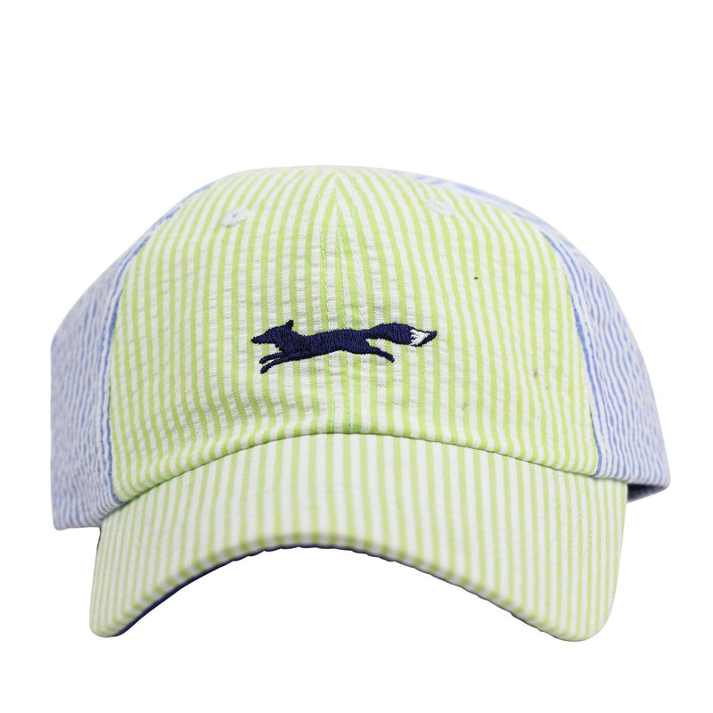 Longshanks Seersucker Trucker Hat in Lime and Light Blue by Country Club Prep - Country Club Prep