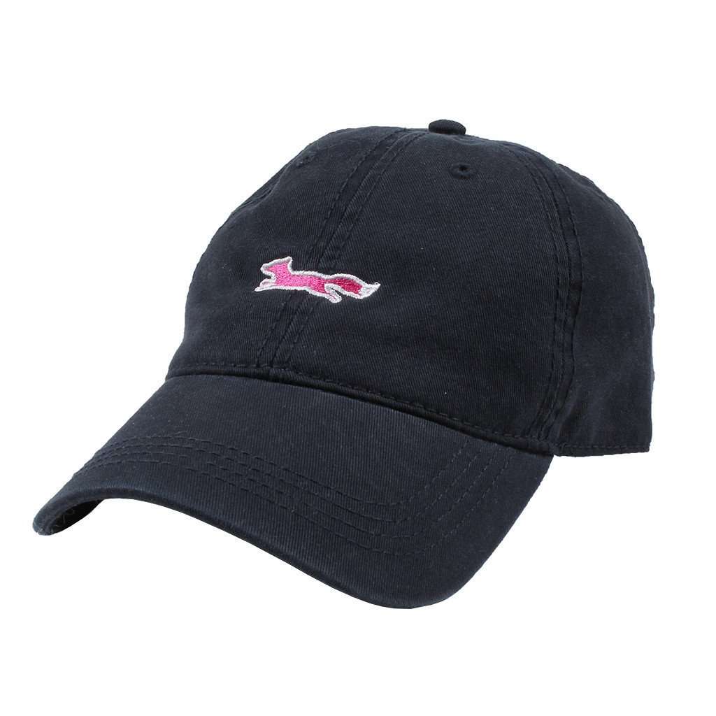 Longshanks Solid Pink Logo Hat in Navy Twill by Country Club Prep - Country Club Prep