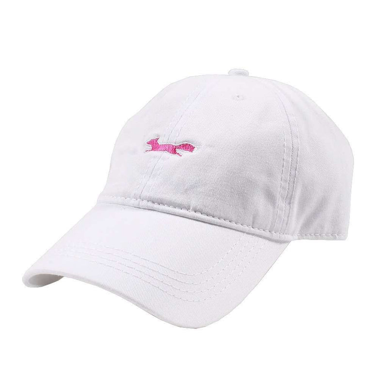 Longshanks Solid Pink Logo Hat in White Twill by Country Club Prep - Country Club Prep