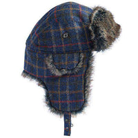 Medway Tweed Trapper Hat in Navy Bright Plaid by Barbour - Country Club Prep