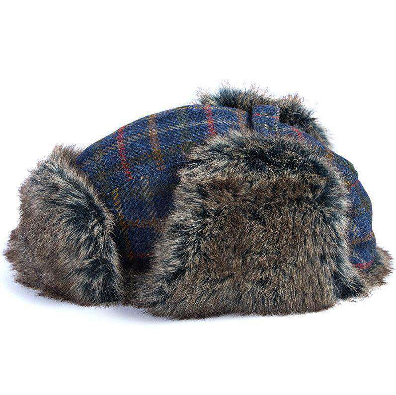 Medway Tweed Trapper Hat in Navy Bright Plaid by Barbour - Country Club Prep