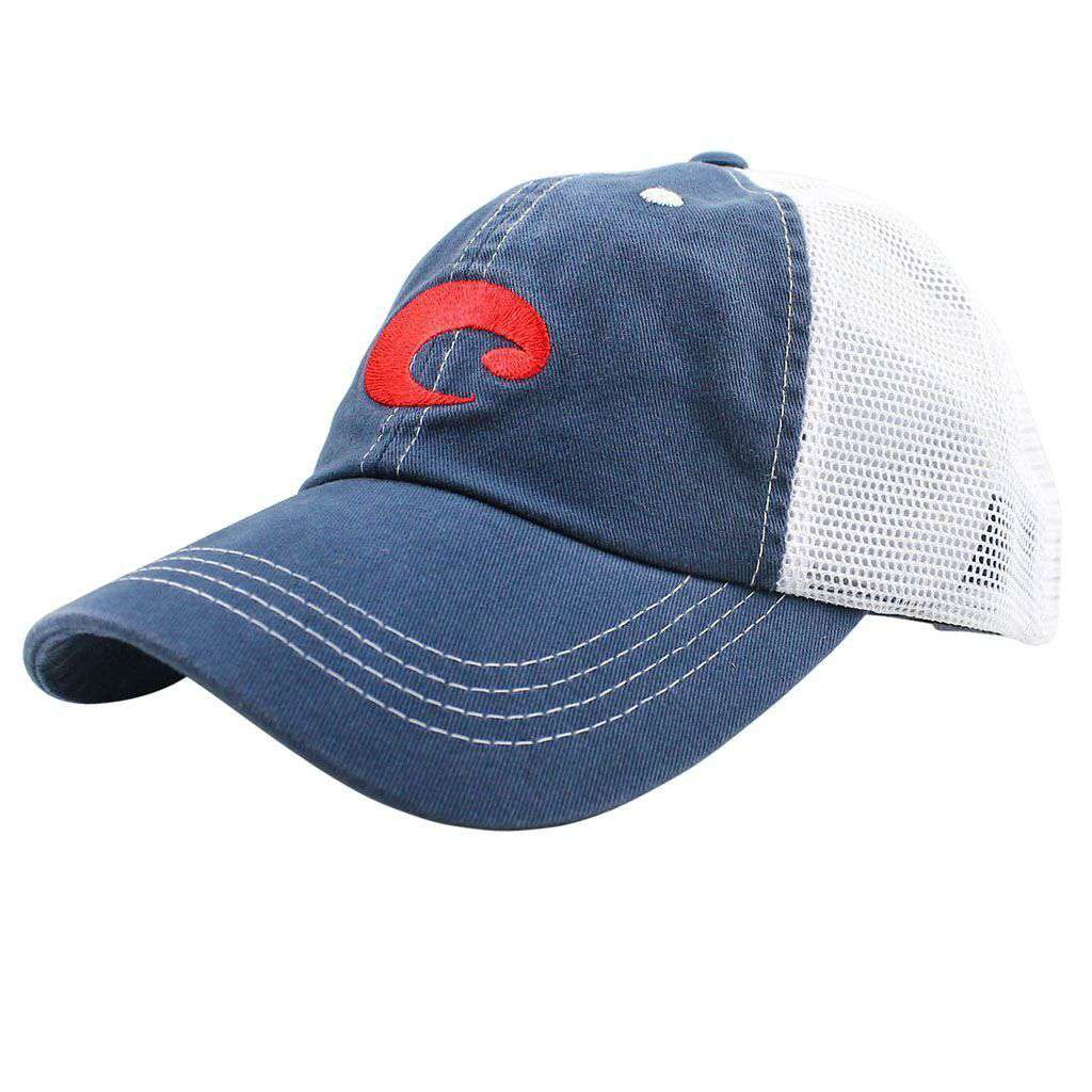 Costa Del Mar Blue White Mesh Trucker Hat Snapback Cap One Size