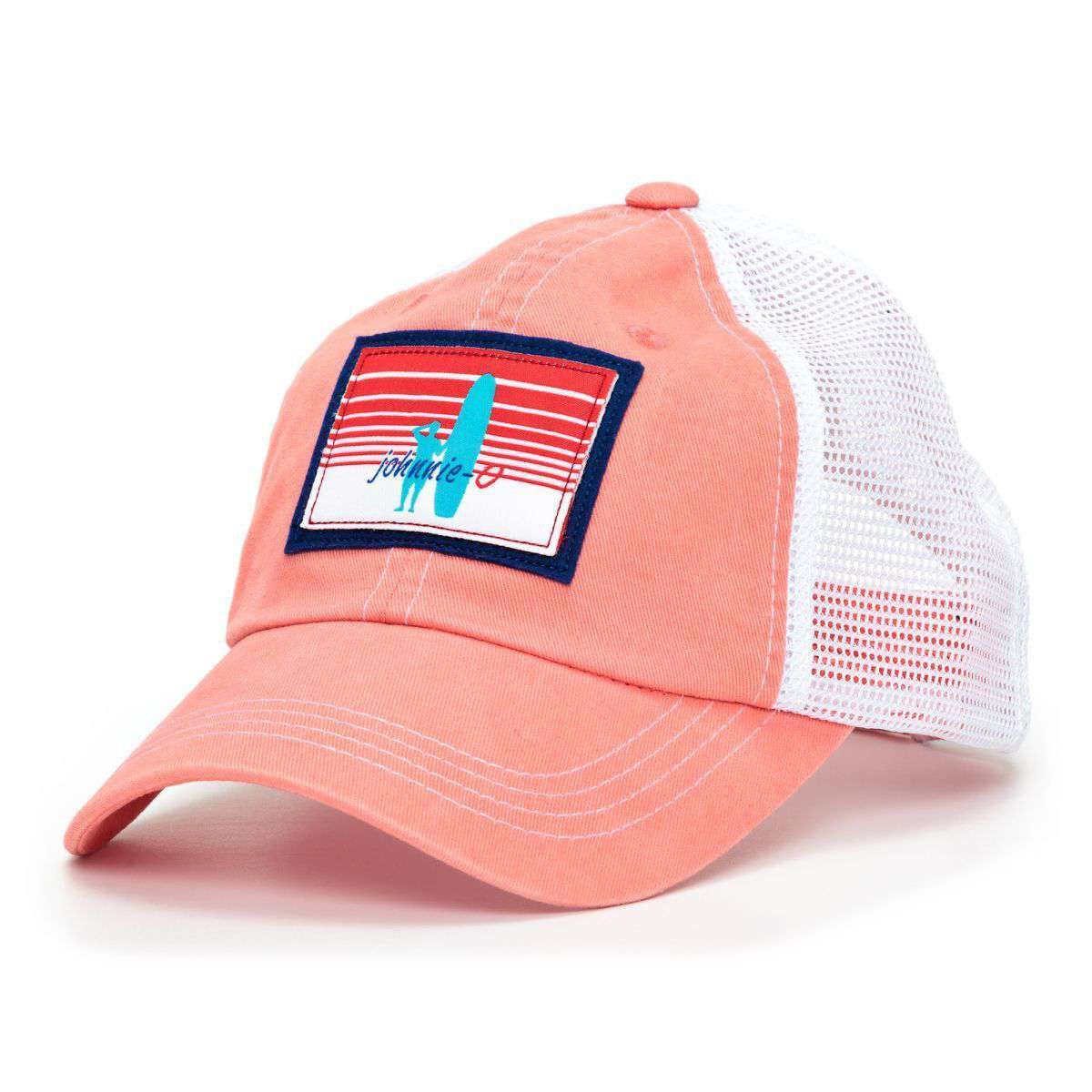 Mesh Trucker Hat in Coral Reef by Johnnie-O - Country Club Prep