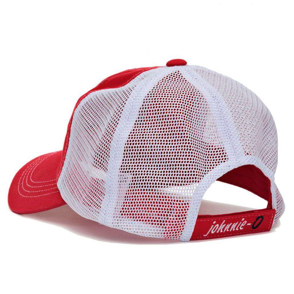 Mesh Trucker Hat in Red by Johnnie-O - Country Club Prep