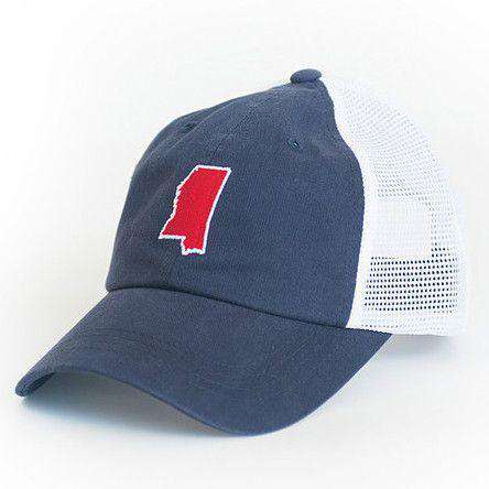 Mississippi Oxford Gameday Trucker Hat in Navy by State Traditions - Country Club Prep