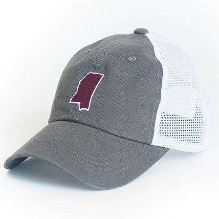 Mississippi Starkville Gameday Trucker Hat in Grey by State Traditions - Country Club Prep