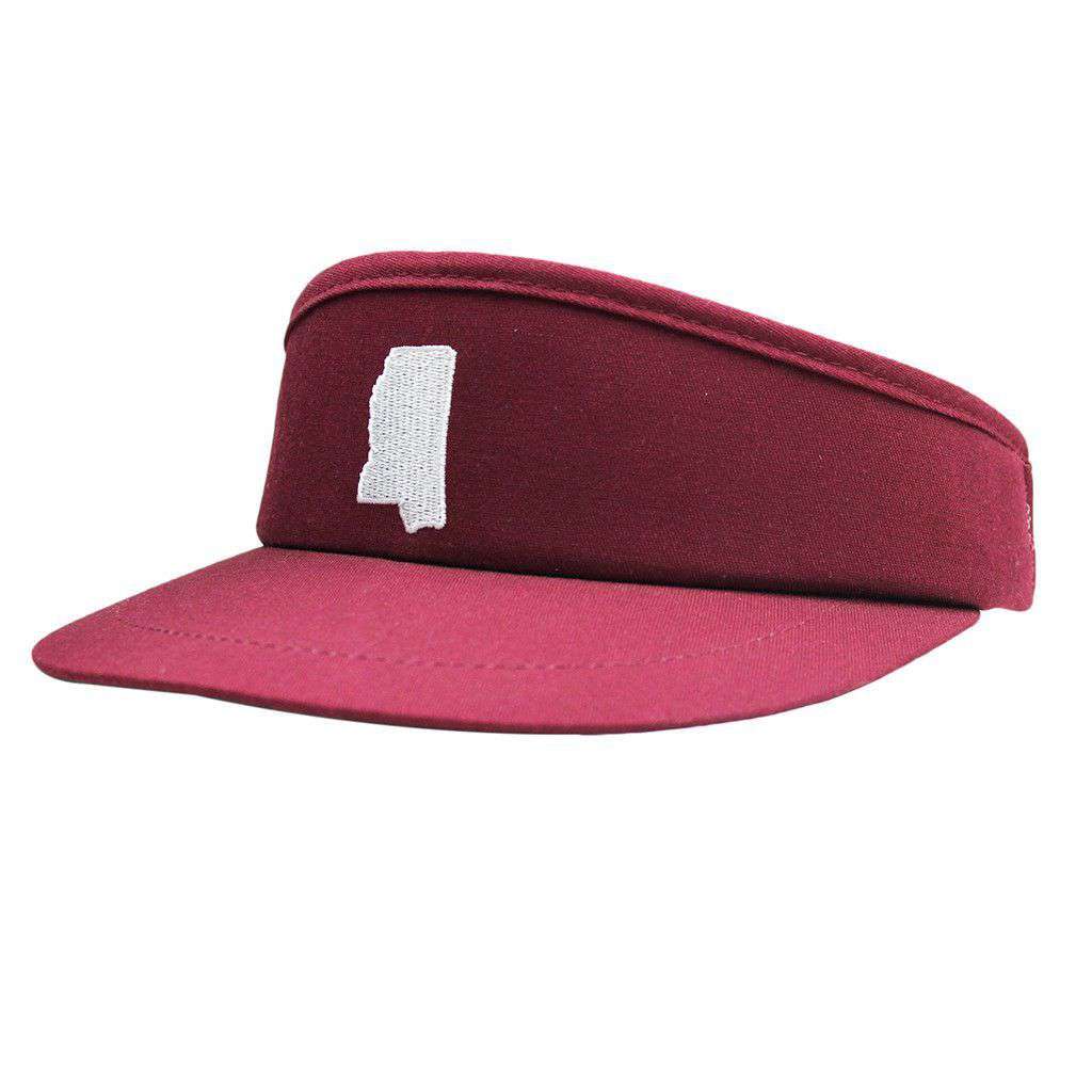 MS Starkville Gameday Golf Visor in Maroon by State Traditions - Country Club Prep