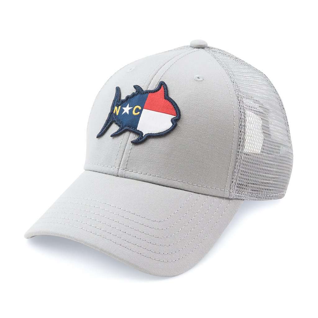 North Carolina Skipjack State Trucker Hat in Grey by Southern Tide - Country Club Prep
