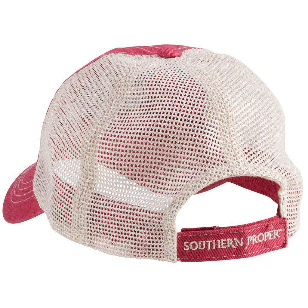 Original Logo Patch Trucker Hat in Red by Southern Proper - Country Club Prep