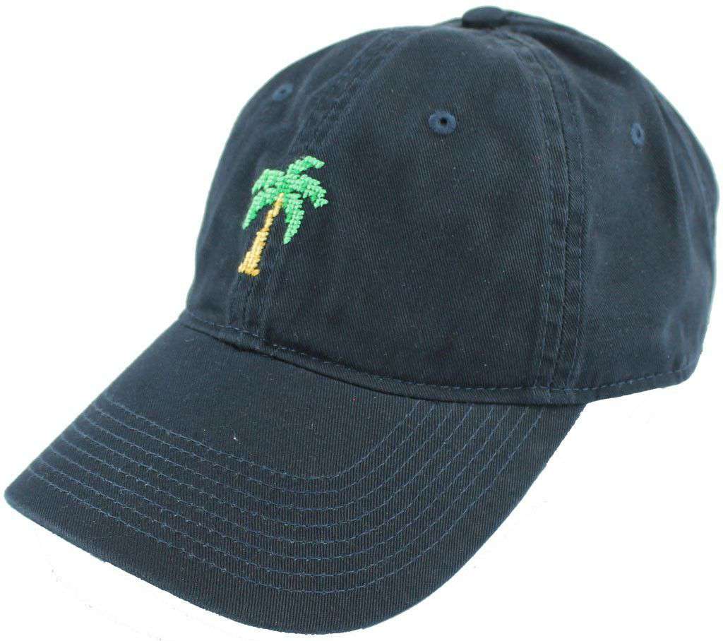 Palm Tree Needlepoint Hat in Navy by Smathers & Branson - Country Club Prep