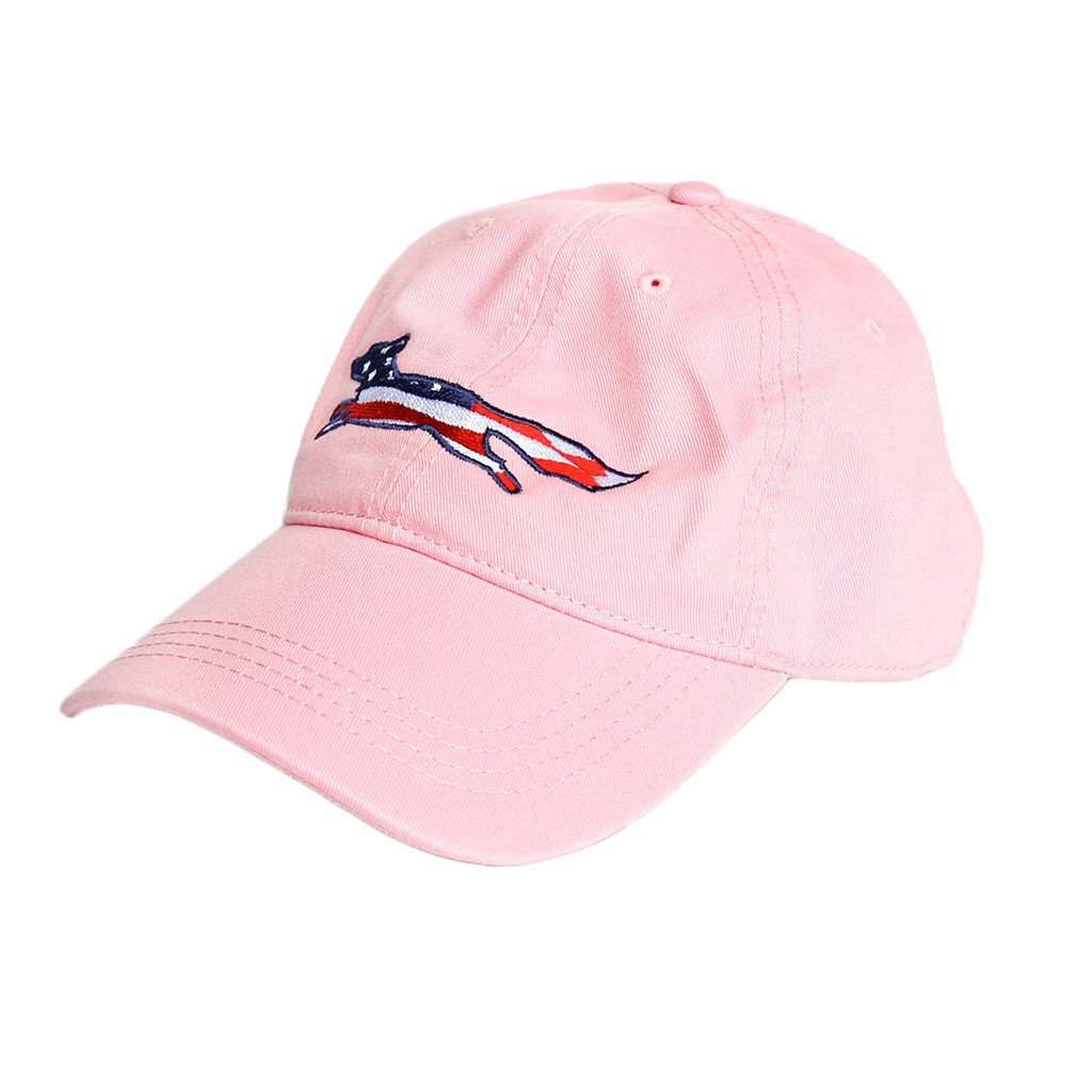 Patriotic Longshanks Logo Hat in Pink Twill by Country Club Prep - Country Club Prep