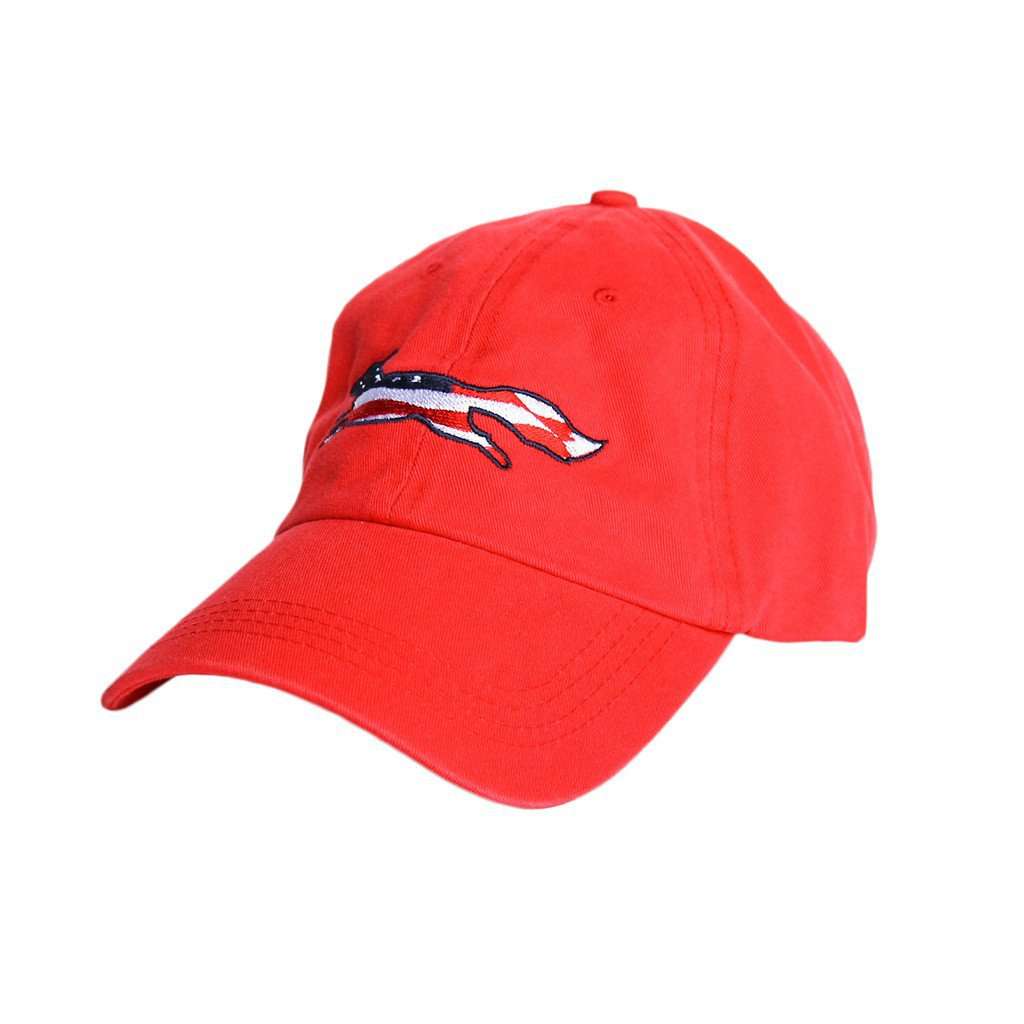 Patriotic Longshanks Logo Hat in Red Twill by Country Club Prep - Country Club Prep