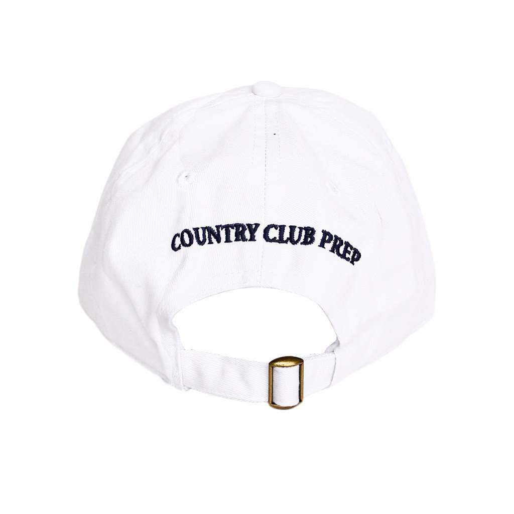 Patriotic Longshanks Logo Hat in White Twill by Country Club Prep - Country Club Prep