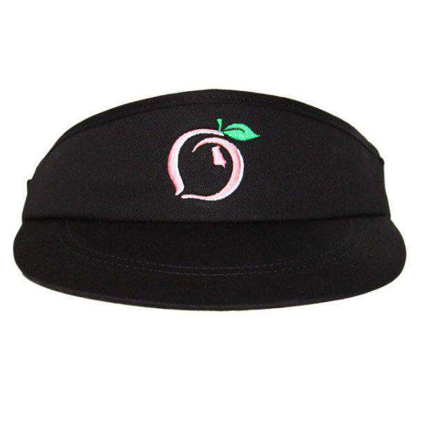 Peach Logo Golf Visor in Black by Peach State Pride - Country Club Prep