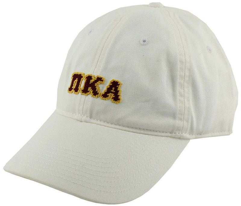 Pi Kappa Alpha Needlepoint Hat in White by Smathers & Branson - Country Club Prep
