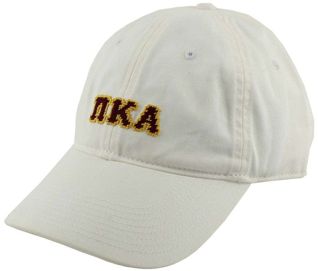 Pi Kappa Alpha Needlepoint Hat in White by Smathers & Branson - Country Club Prep