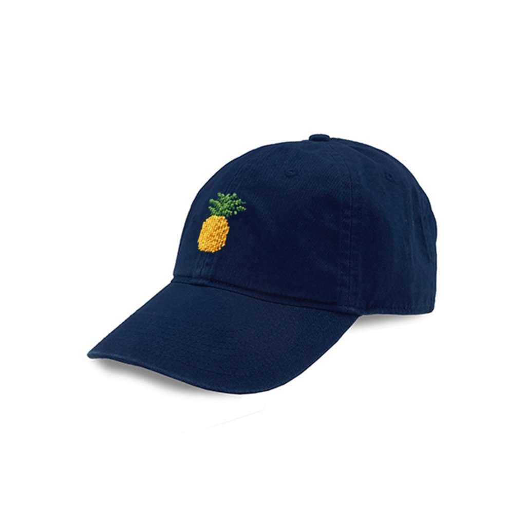 Pineapple Needlepoint Hat in Navy by Smathers & Branson - Country Club Prep