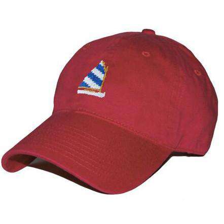 Rainbow Fleet Needlepoint Hat in Rust Red by Smathers & Branson - Country Club Prep