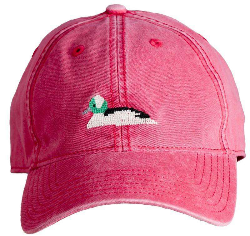Red Hat with Needlepoint Bufflehead Duck by Harding-Lane - Country Club Prep