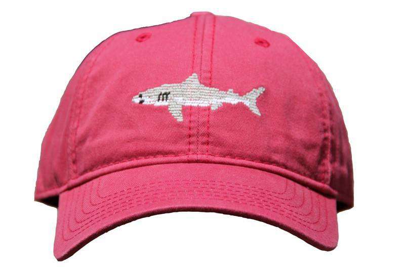 Red Hat with Needlepoint Great White Shark by Harding-Lane - Country Club Prep