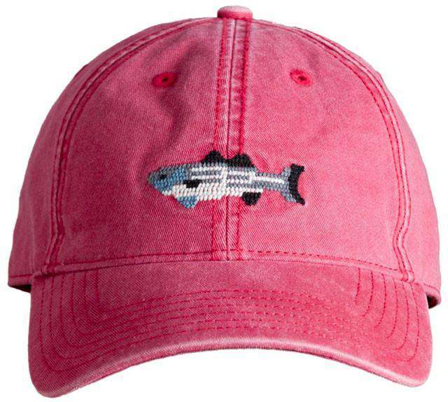 Red Hat with Needlepoint Striped Bass by Harding-Lane - Country Club Prep
