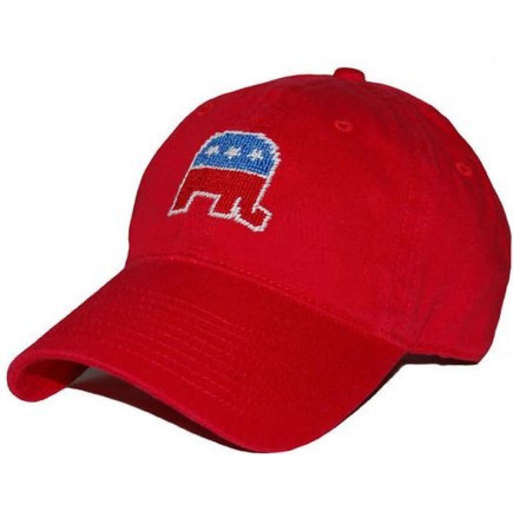 Republican Needlepoint Hat in Red by Smathers & Branson - Country Club Prep