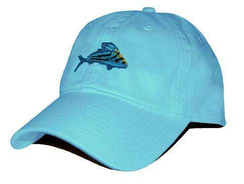 Roosterfish Needlepoint Hat in Glacier by Smathers & Branson - Country Club Prep
