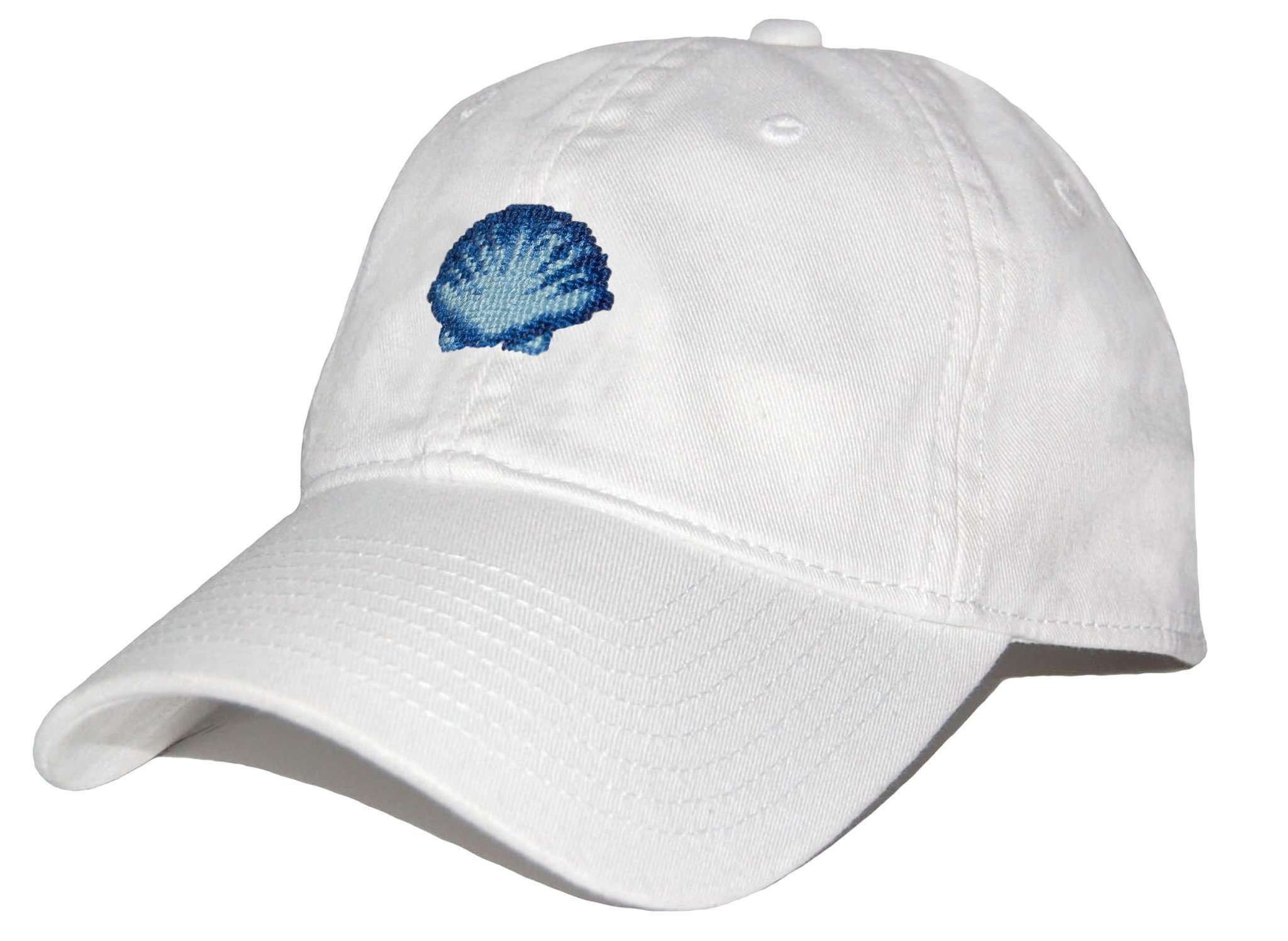 Scallop Shell Needlepoint Hat in White by Smathers & Branson - Country Club Prep