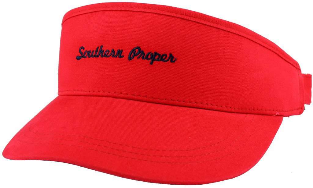 Script Golf Visor in Red by Southern Proper - Country Club Prep