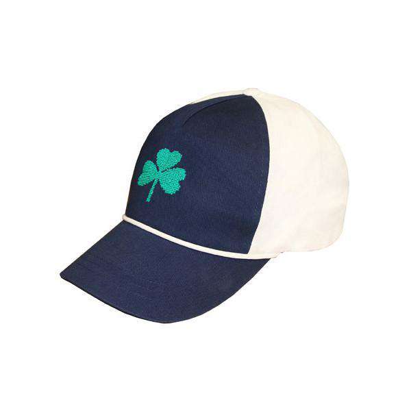 Shamrock Needlepoint Rope Snapback Hat in Navy and White by Smathers & Branson - Country Club Prep