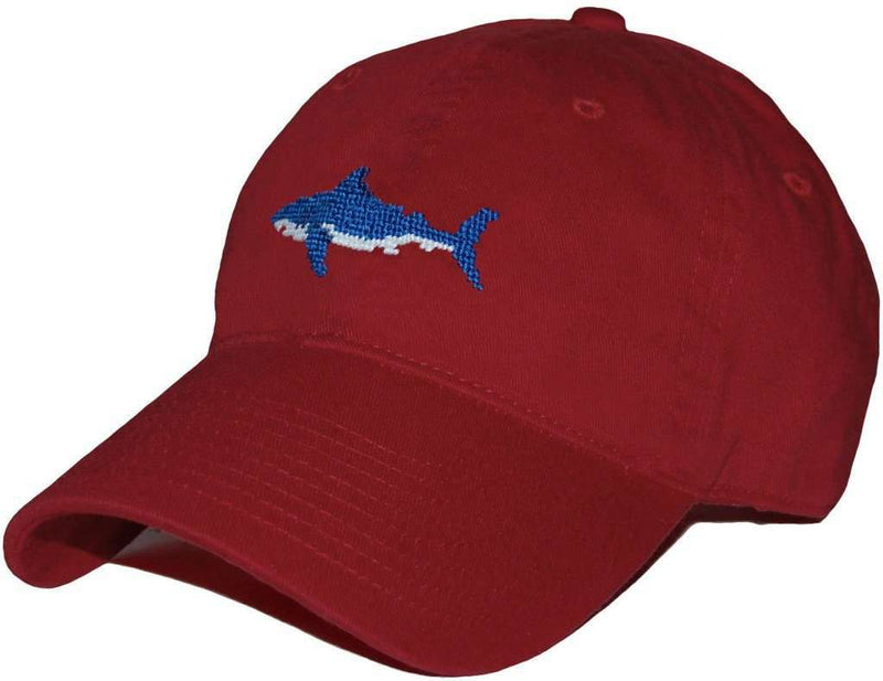 Shark Needlepoint Hat in Faded Red by Smathers & Branson - Country Club Prep