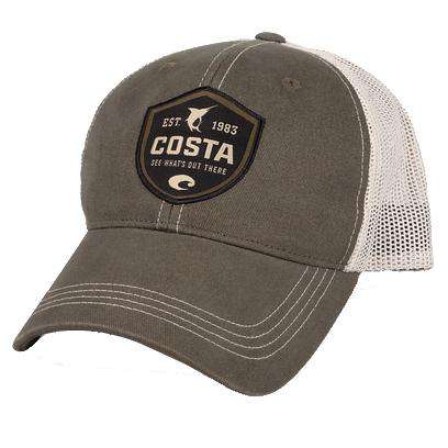 Shield Trucker Hat in Moss & Stone by Costa Del Mar - Country Club Prep
