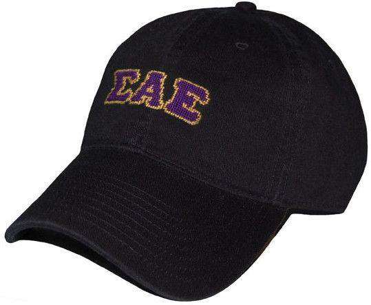 Sigma Alpha Epsilon Needlepoint Hat in Black by Smathers & Branson - Country Club Prep