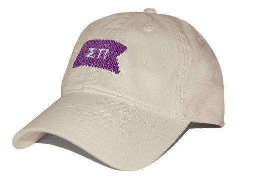 Sigma Pi Needlepoint Hat in Stone by Smathers & Branson - Country Club Prep