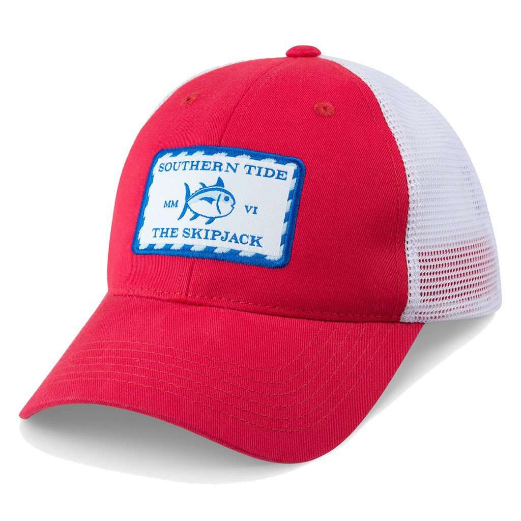 Signature Patch Trucker Hat in Red by Southern Tide - Country Club Prep