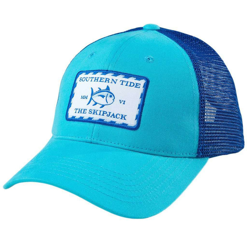 Signature Patch Trucker Hat in Scuba Blue by Southern Tide - Country Club Prep