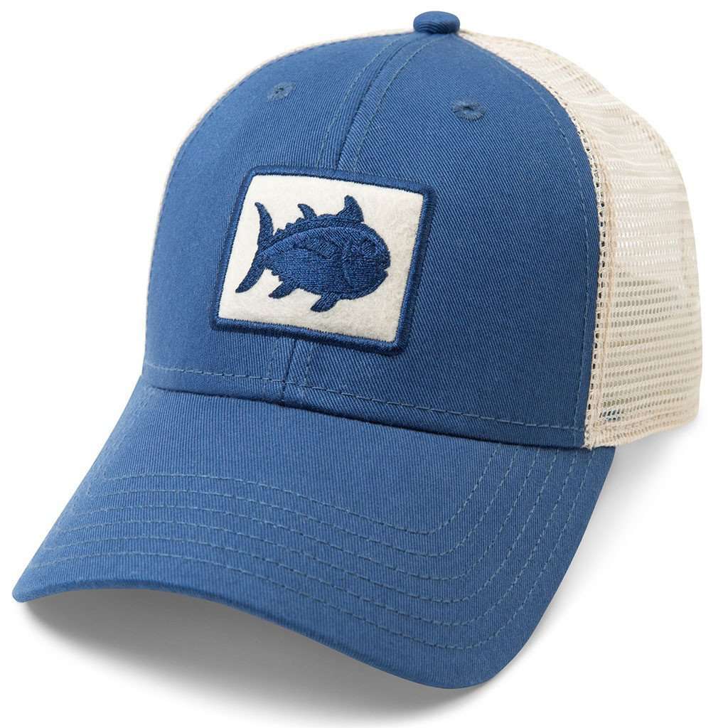 Skipjack Fly Patch Trucker Hat in Blue Cove by Southern Tide - Country Club Prep