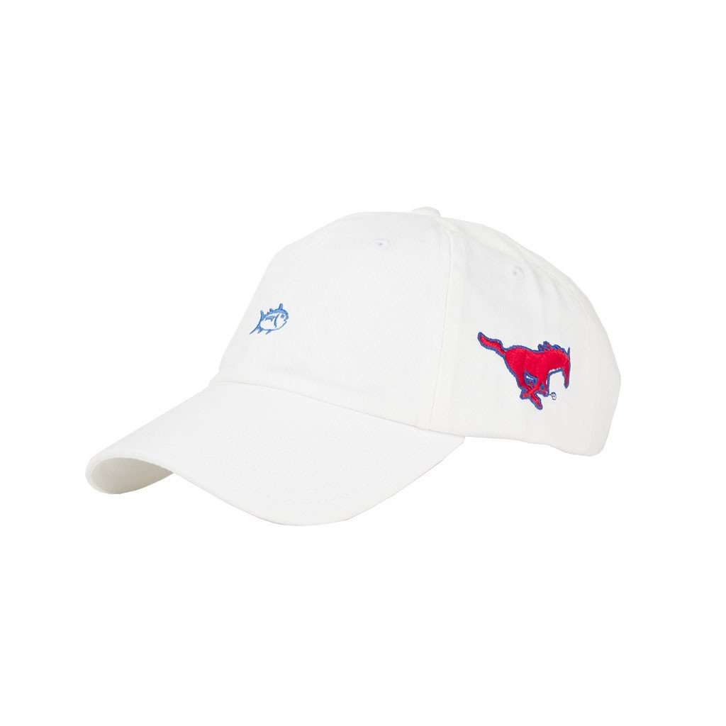 SMU Collegiate Skipjack Hat in White by Southern Tide - Country Club Prep