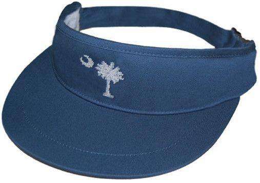 South Carolina Flag Needlepoint Golf Visor in Breaker Blue by Smathers & Branson - Country Club Prep