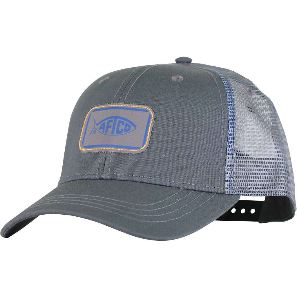 Squared Trucker Hat in Charcoal by AFTCO - Country Club Prep