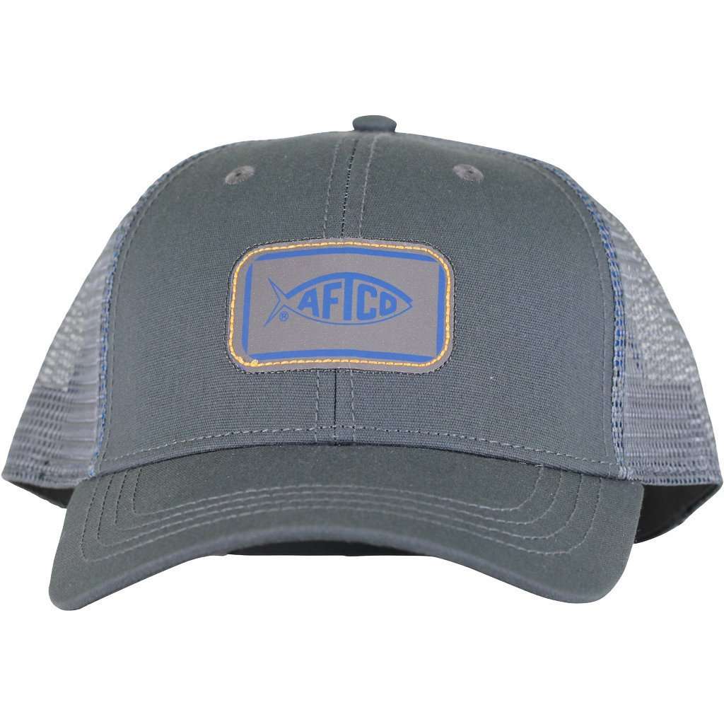 Squared Trucker Hat in Charcoal by AFTCO - Country Club Prep