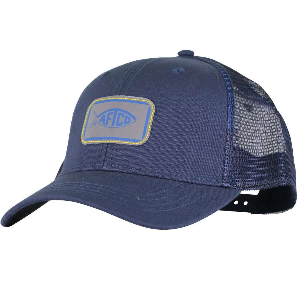 Squared Trucker Hat in Navy by AFTCO - Country Club Prep