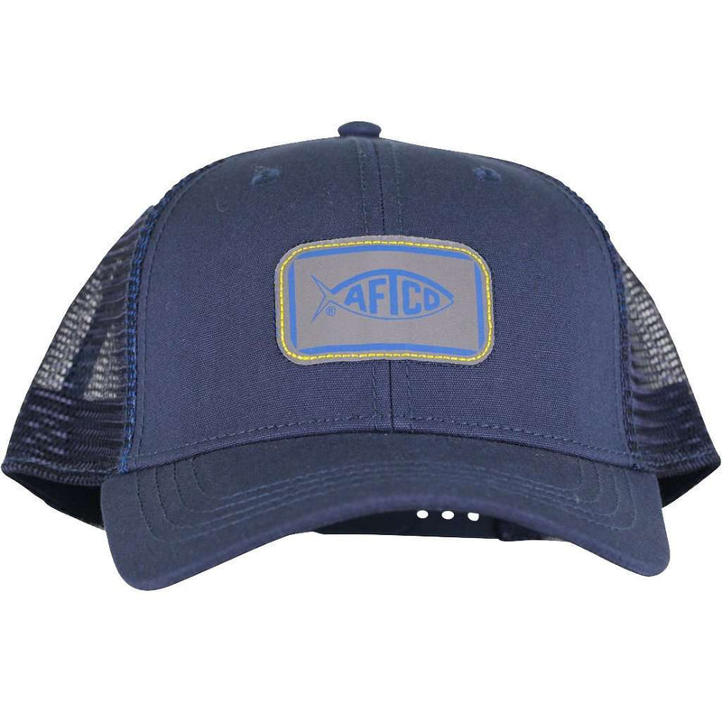 Squared Trucker Hat in Navy by AFTCO - Country Club Prep